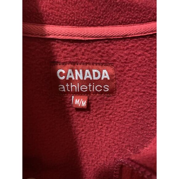 Vintage Canada Athletics Medium Men’s Red Athletic Fleece Jacket Long Sleeve Zip - Picture 5 of 15